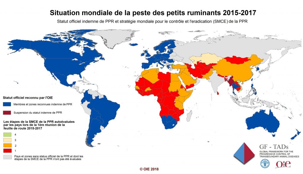 Carte de la situation mondiale de la PPR 2015-2017